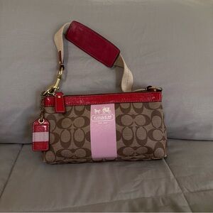 Coach Brown and Red Wristlet